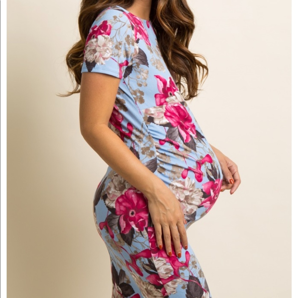 NWT Pink Blush Maternity Dress Runched Sides